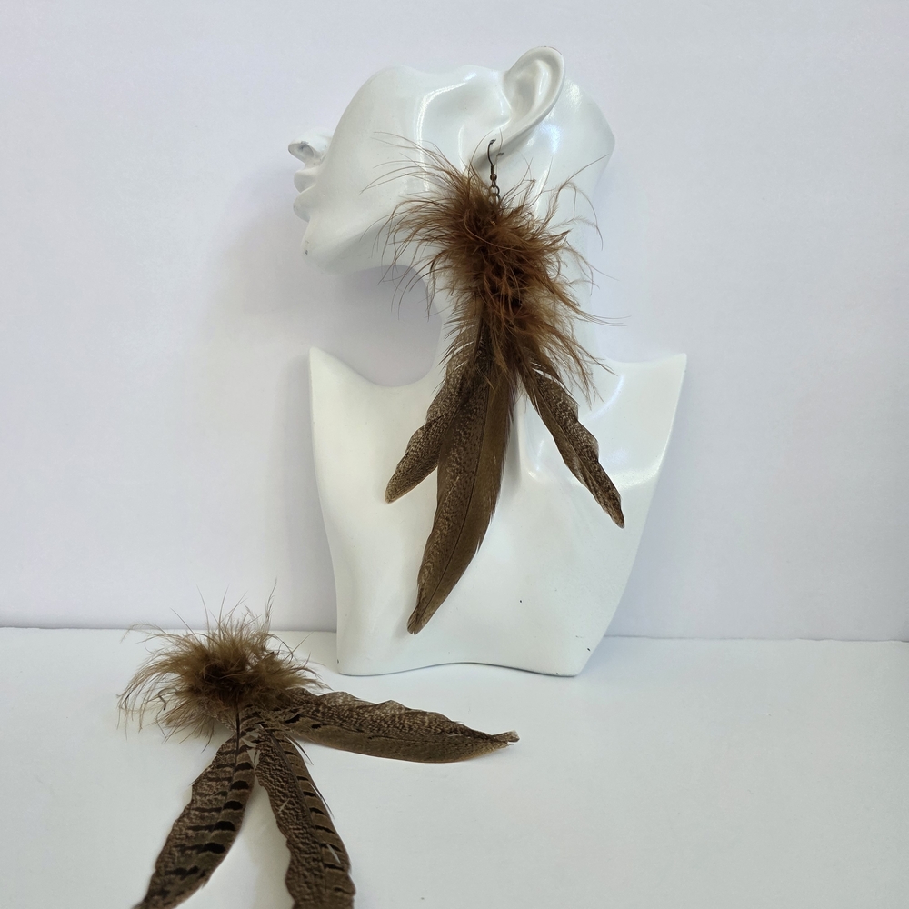 Brown Feather Earrings